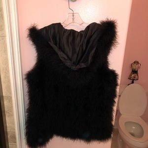 Black Fur hooded vest!
